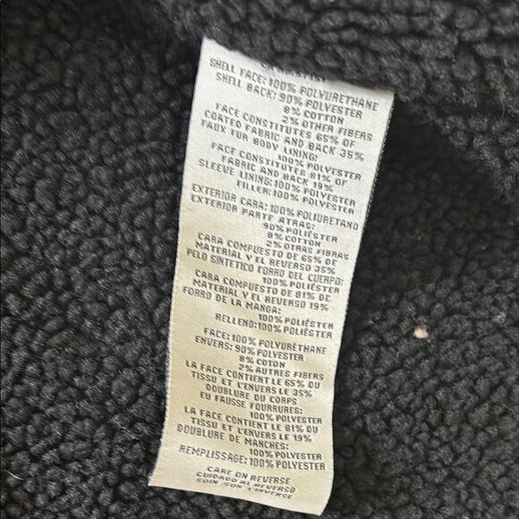 Levi's Black Faux Leather Sherpa Lining Trucker Jacket L - Picture 10 of 11